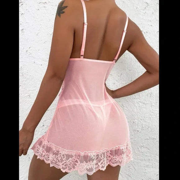 Sexy Contrast Lace Mesh With Thong - Picture 3 of 7